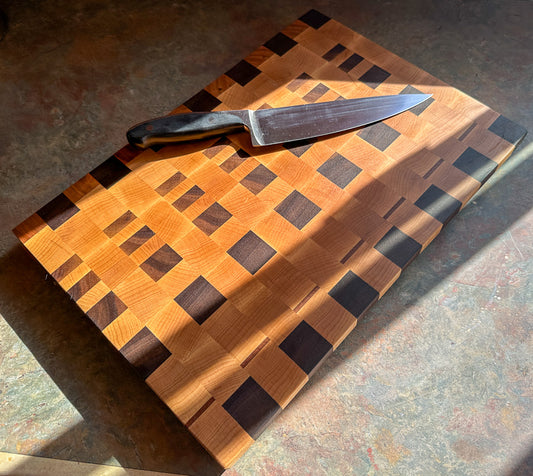 Maple and Walnut End Grain Cutting Board