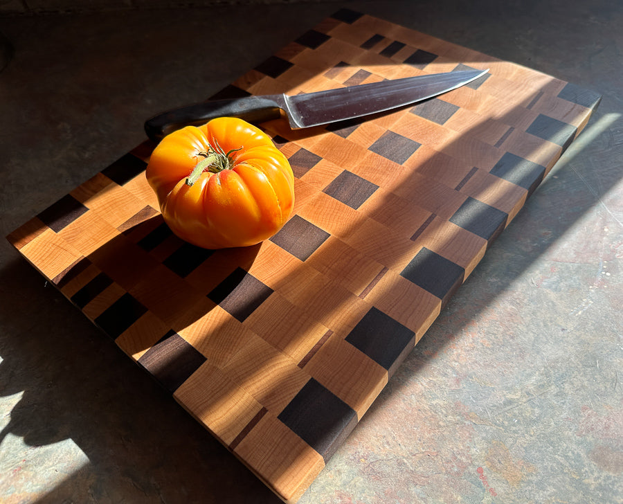 Maple and Walnut End Grain Cutting Board