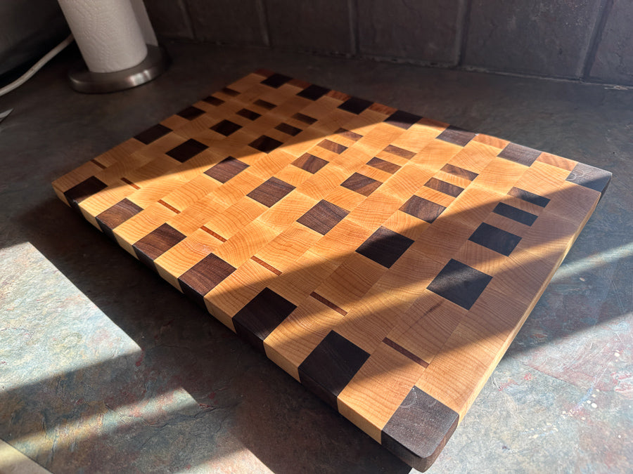 Maple and Walnut End Grain Cutting Board