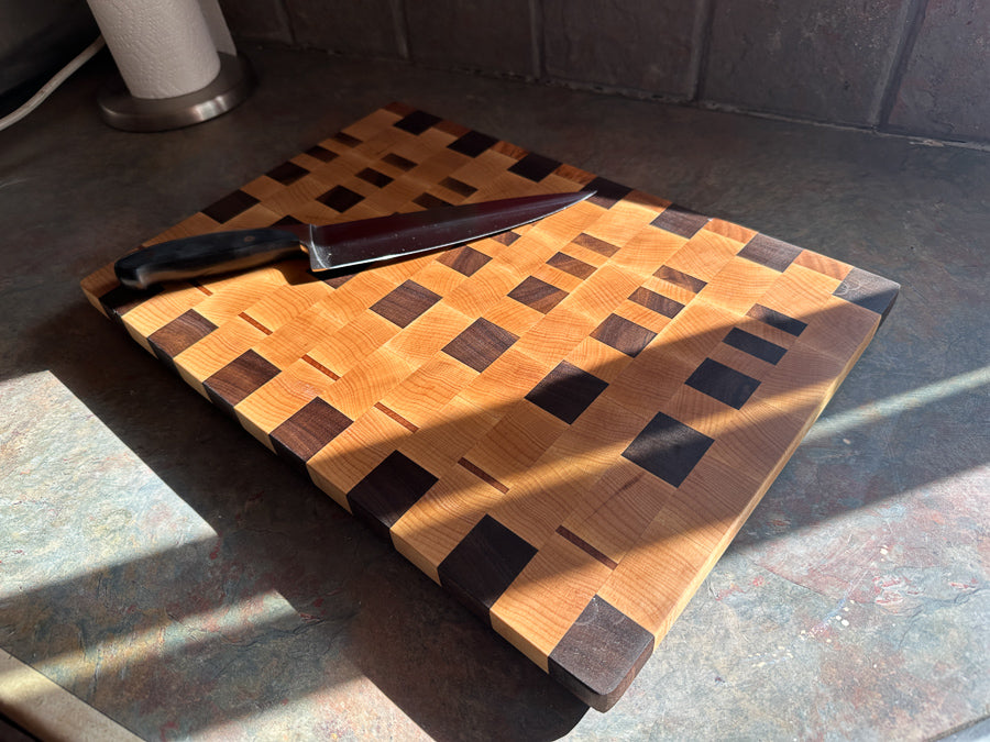 Maple and Walnut End Grain Cutting Board