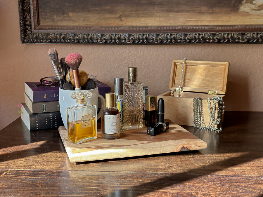 Maple and Walnut Curved Vanity Tray