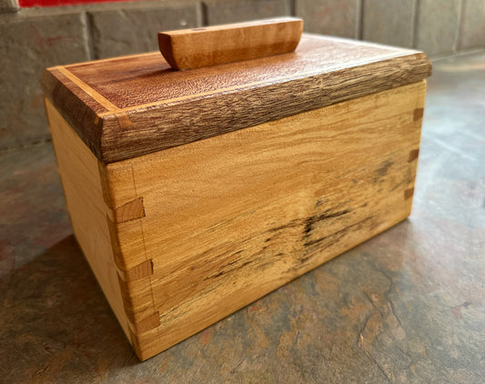 Dovetail Keepsake Box - Spalted Maple with Mahogany Lid