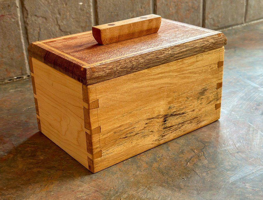 Dovetail Keepsake Box - Spalted Maple with Mahogany Lid